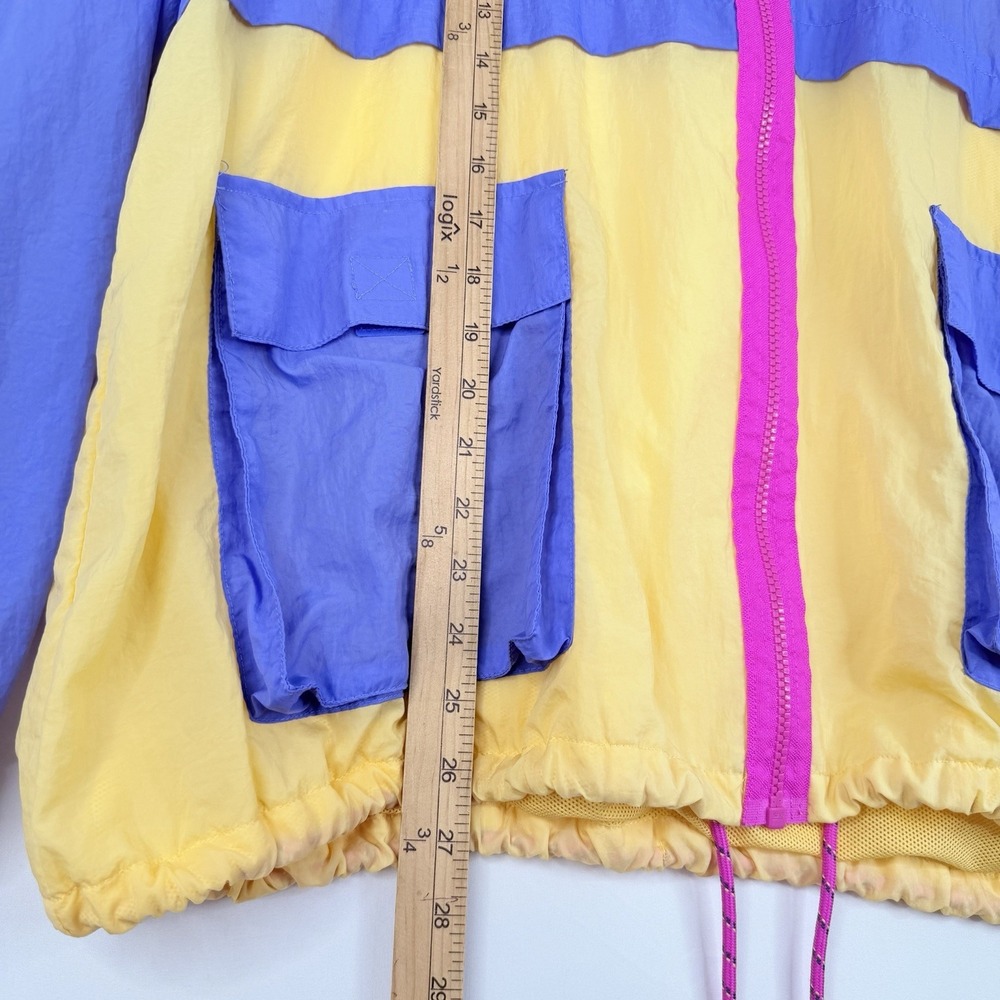 Nike Windbreaker Jacket Colorblock Purple Yellow Retro Sporty Hooded SZ-Large - Picture 6 of 14